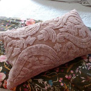 Pottery Barn Natalia Jacquard Lumbar Pillow Cover (1) - Dusty Mauve